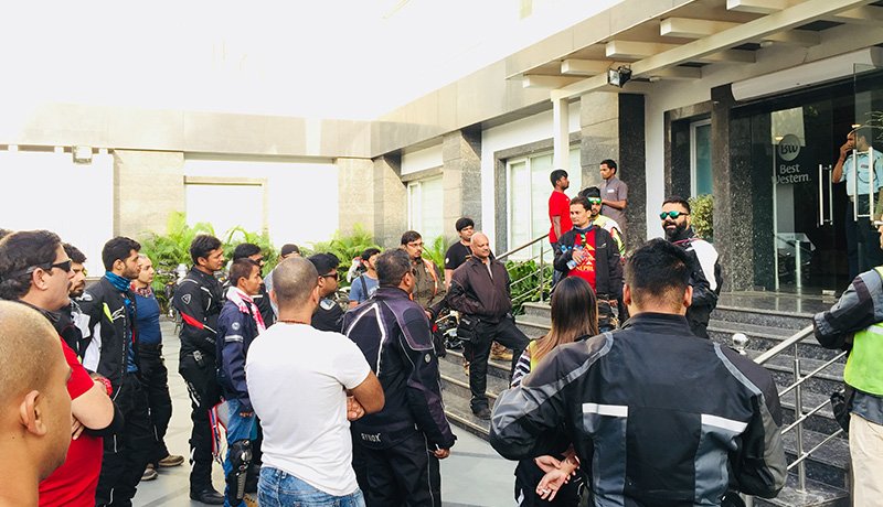 A group of Riders at the morning briefing